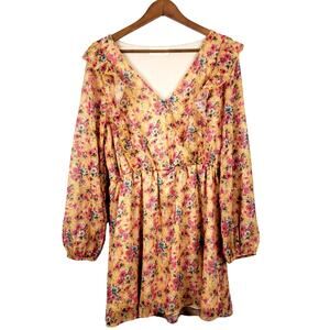 Peach Love California Floral Dress - L